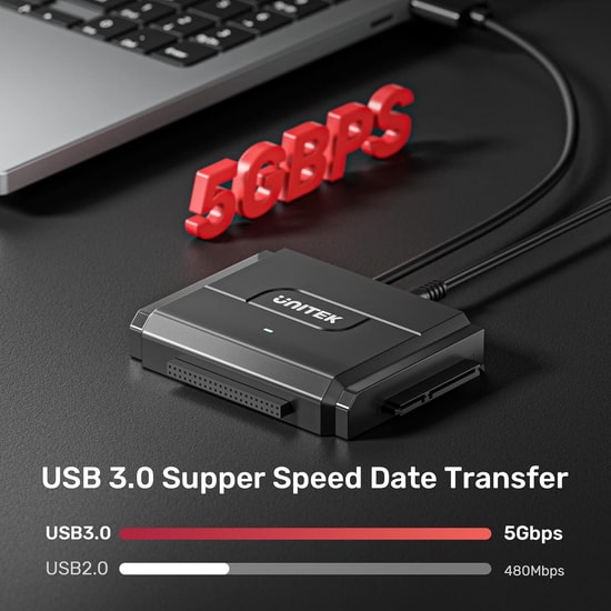 Unitek Y-3324 USB 3.0 to IDE + SATA II Dönüştürücü Adaptör - 5Gbps Yüksek Hızlı Veri Aktarımı ve Harddisk Çevirici