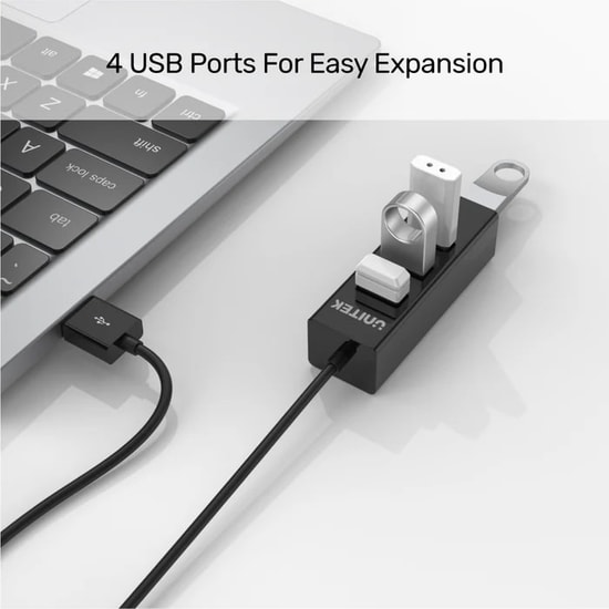 Unitek Y-2140 USB Type-A to 4 Port USB 2.0 Hub Çoklayıcı - 80cm Kablo, 480Mbps Veri Aktarım Hızı, Tak Çalıştır, Siyah