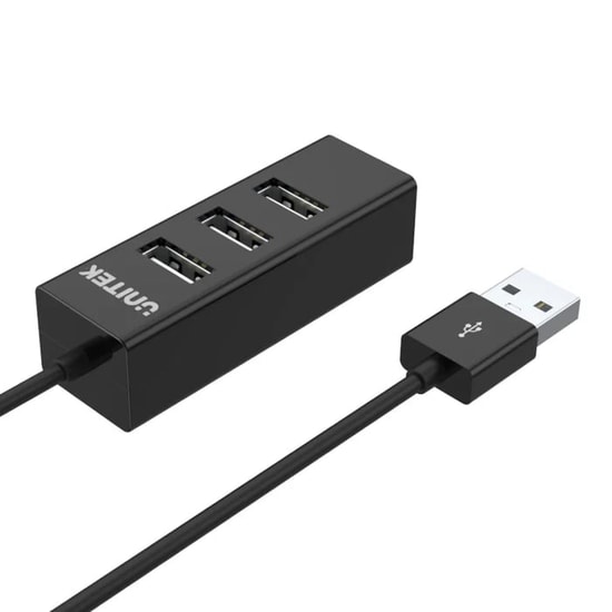 Unitek Y-2140 USB Type-A to 4 Port USB 2.0 Hub Çoklayıcı - 80cm Kablo, 480Mbps Veri Aktarım Hızı, Tak Çalıştır, Siyah