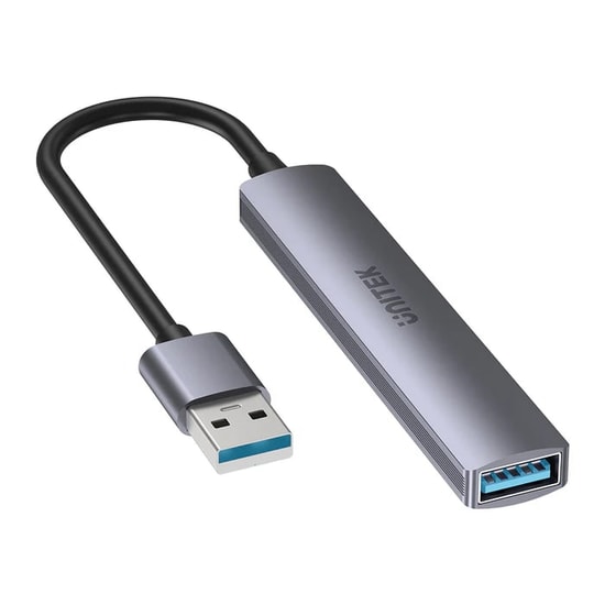 Unitek H1208A USB Type-A 4 Port USB Çoklayıcı Hub - 1x USB 3.0 5Gbps, 3x USB 2.0 480Mbps, Alüminyum Gövde, 15cm Kablo