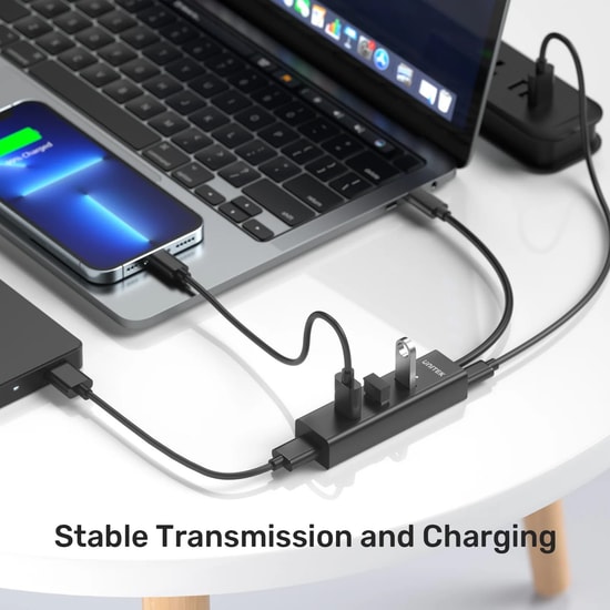 Unitek Y-3089Z Type-C to 4 Port USB 3.0 Hub - USB 3.2 Gen 1, 5Gbps Veri Hızı, 30cm Kablo, Type-C Power Girişi
