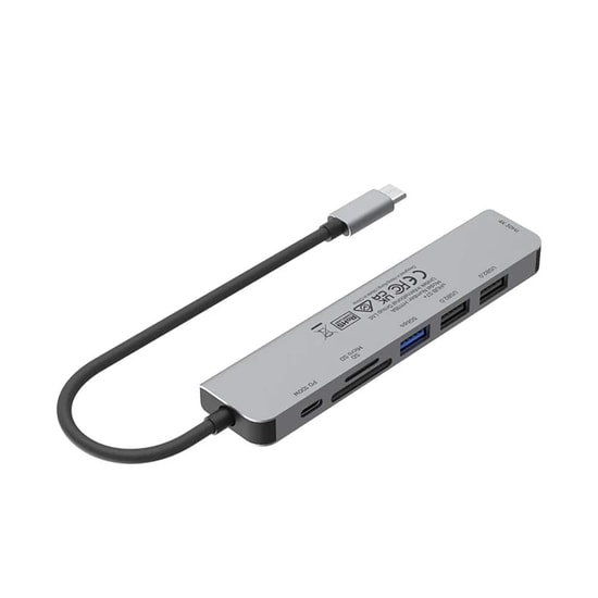 Unitek H1118A Universal USB-C 7in1 Dock Station - 100W PD, HDMI, USB 3.0, 2xUSB 2.0, SD/Micro SD Kart Okuyucu Hub