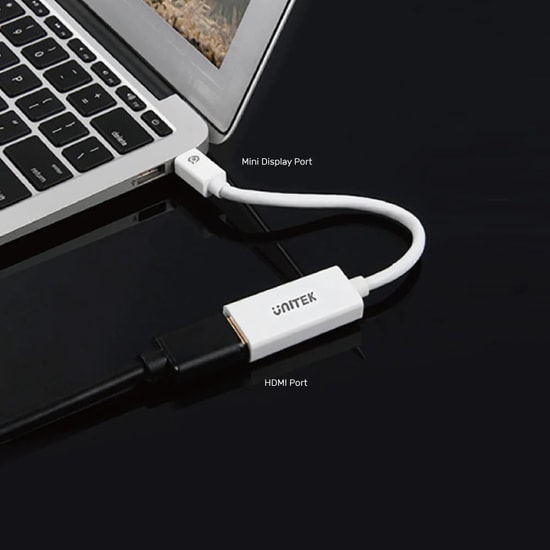 Unitek Y-6331 Mini DisplayPort to HDMI 4K Dönüştürücü Adaptör - 20 cm Kablo, Ultra HD Görüntü Aktarımı, Beyaz