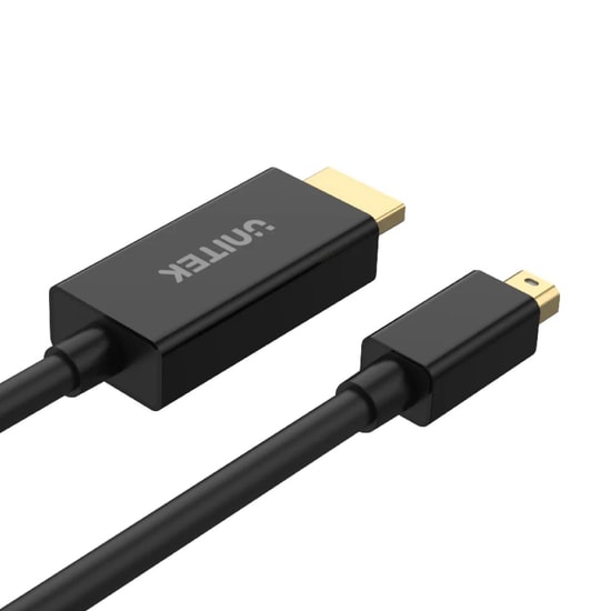 Unitek V1152A Mini DisplayPort to HDMI 4K 30Hz 2 Metre Dönüştürücü Kablo - HDMI 1.4, 4K UHD Görüntü Aktarımı, Siyah