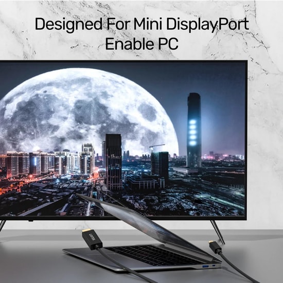 Unitek V1152A Mini DisplayPort to HDMI 4K 30Hz 2 Metre Dönüştürücü Kablo - HDMI 1.4, 4K UHD Görüntü Aktarımı, Siyah