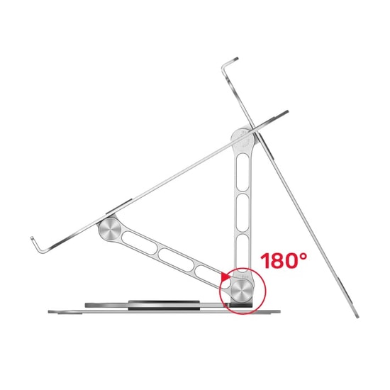 Unitek OT180SL01 360 Dönebilen Metal Notebook Standı - 10-16" Uyumlu, 180 Derece Ayarlanabilir Yükseklik, Gümüş