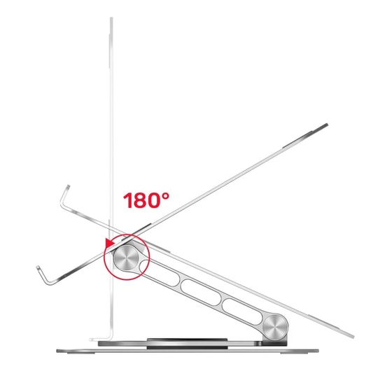 Unitek OT180SL01 360 Dönebilen Metal Notebook Standı - 10-16" Uyumlu, 180 Derece Ayarlanabilir Yükseklik, Gümüş