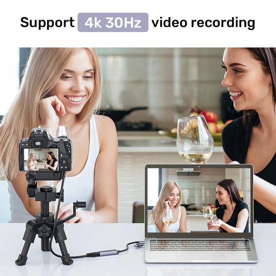 Unitek V1167A 4K Video Capture Kart HDMI to USB-C/A - 4K 30Hz Video Kaydı, MS2109 Çip, Alüminyum Gövde, Tak Çalıştır