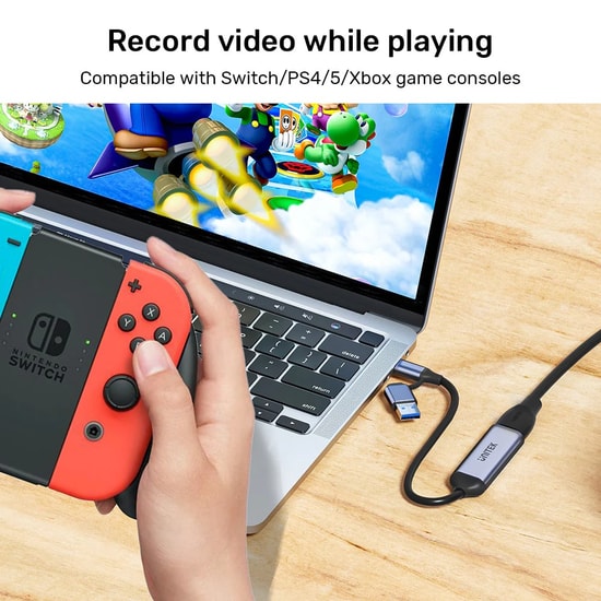 Unitek V1167A 4K Video Capture Kart HDMI to USB-C/A - 4K 30Hz Video Kaydı, MS2109 Çip, Alüminyum Gövde, Tak Çalıştır