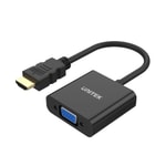 Unitek Y-6333 HDMI to VGA 1080P Ses Destekli Dönüştürücü Adaptör - Full HD Aktarım, 3.5mm AUX Çıkışı, 15cm Kablo