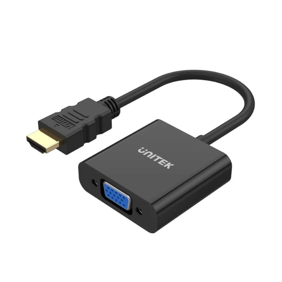 Unitek Y-6333 HDMI to VGA 1080P Ses Destekli Dönüştürücü Adaptör - Full HD Aktarım, 3.5mm AUX Çıkışı, 15cm Kablo