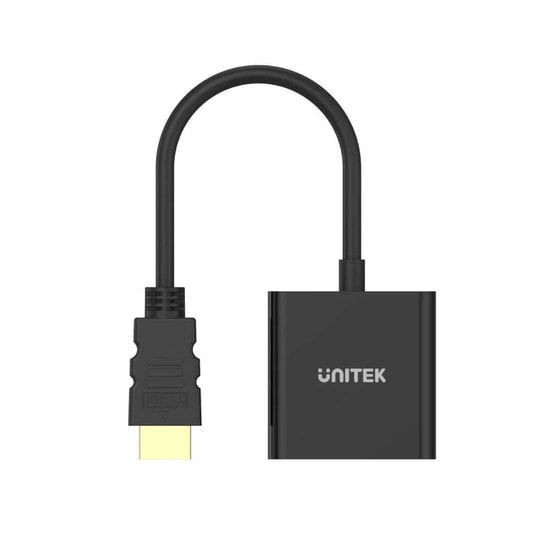 Unitek Y-6333 HDMI to VGA 1080P Ses Destekli Dönüştürücü Adaptör - Full HD Aktarım, 3.5mm AUX Çıkışı, 15cm Kablo