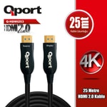 Qport Q-HDMI253 25m HDMI Kablo 2.0V - 4K Altın Uçlu, Parazit Önleyici, Yüksek Çözünürlüklü Görüntü ve Ses Aktarımı