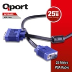 Qport Q-VGA25 25 Metre 15 Pin Filtreli VGA Kablo - Full HD Görüntü Aktarımı, Erkek Erkek Monitör ve Projeksiyon Kablosu