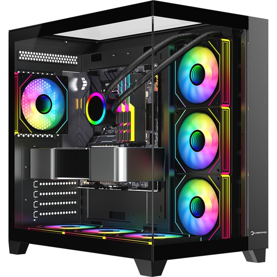 Gamepower Warcry TopGlass 850W (WARCRY-TOPGLASS-850W-SIYAH-GP) Siyah Gaming Kasa - 4xARGB Fan, Temperli Cam, ATX PSU