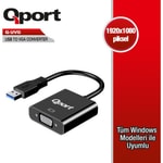 Qport Q-UVG USB 3.0 to VGA Çevirici Adaptör - Full HD Görüntü Aktarımı, Yüksek Hızlı Dönüştürücü, Tak Çalıştır Kablo