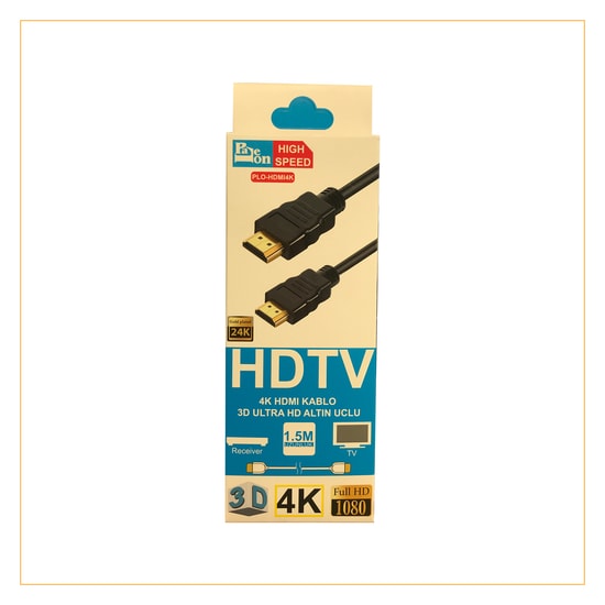 Paleon PLO-HDMI4K 150cm Siyah HDMI Kablo (PLO-HDMI4K-150CM-SIYAH) - 4K Ultra HD Görüntü Aktarımı, Plastik Malzeme