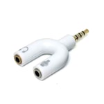 Hadron HD4612 Beyaz Mikrofon ve Kulaklık Ayırıcı Kablo - 3.5mm (M) to 2x3.5mm (F) Çevirici Ses Adaptörü, 20 cm