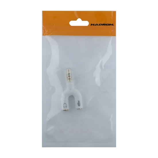 Hadron HD4612 Beyaz Mikrofon ve Kulaklık Ayırıcı Kablo - 3.5mm (M) to 2x3.5mm (F) Çevirici Ses Adaptörü, 20 cm