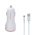 Nettech NT-13 5W 2 Çıkışlı 2100 mAh Lightning Kablo + Araç Şarj Aleti (Beyaz) - 100 Cm Kablo, 5V, Plastik Malzeme