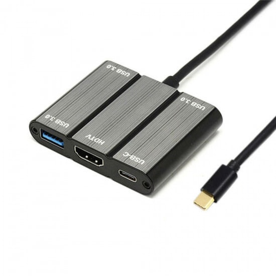 Nettech Plastik Type-C To Hdmi Hub (Siyah) - NTHDMI-TYPEC-SIYAH, 10 Cm Uzunluk, 5 Girişli Görüntü Aktarım Kablosu