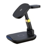 Green Lion NT-100681 6 in 1 Foldable 15W Kablosuz Şarj Cihazı - Siyah, Alüminyum Gövde, Hızlı Şarj Destekli Stand