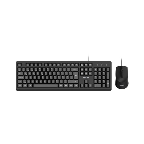Philips SPT6234 Siyah Kablolu Klavye Mouse Seti - Türkçe Q Dizilim, 1600 DPI Optik Mouse, 1.5m Kablo, USB Bağlantı