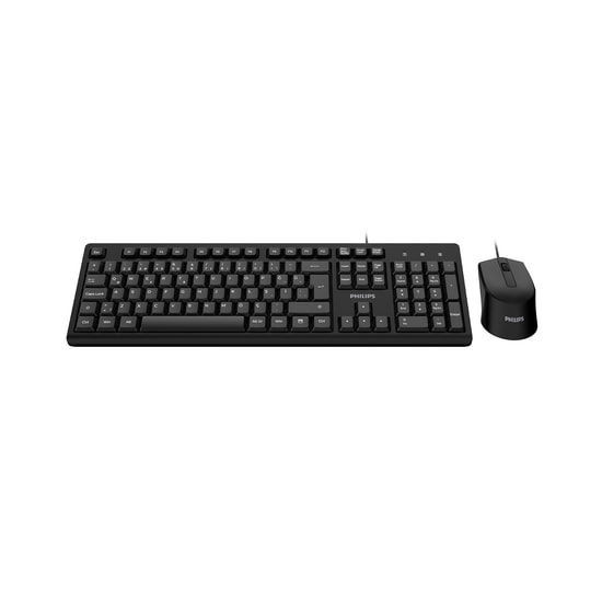 Philips SPT6234 Siyah Kablolu Klavye Mouse Seti - Türkçe Q Dizilim, 1600 DPI Optik Mouse, 1.5m Kablo, USB Bağlantı
