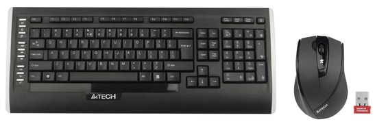 A4 Tech 9300F Siyah Kablosuz Türkçe Q Klavye Mouse Seti - V-Track 2000 DPI, 2.4 GHz, 19 Multimedya Tuşu, 15m Menzil