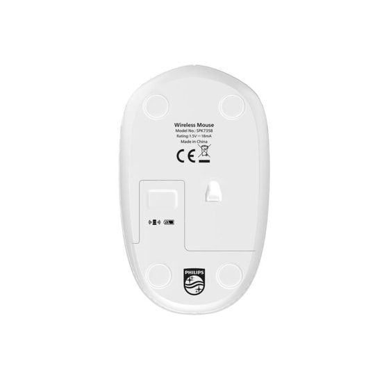 Philips SPK7358W Beyaz Kablosuz Optik Mouse - 1600 DPI, 3 Tuşlu, USB Bağlantı, Ergonomik Tasarım, 24 Ay Garanti Kapasite