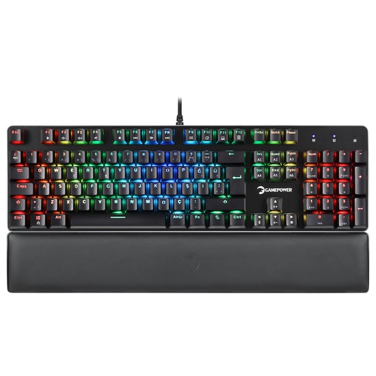 Gamepower Ogre RGB Blue Switch Mekanik Oyuncu Klavyesi - Türkçe Q, 60M Tıklama Ömrü, Bilek Desteği, Metal Kasa