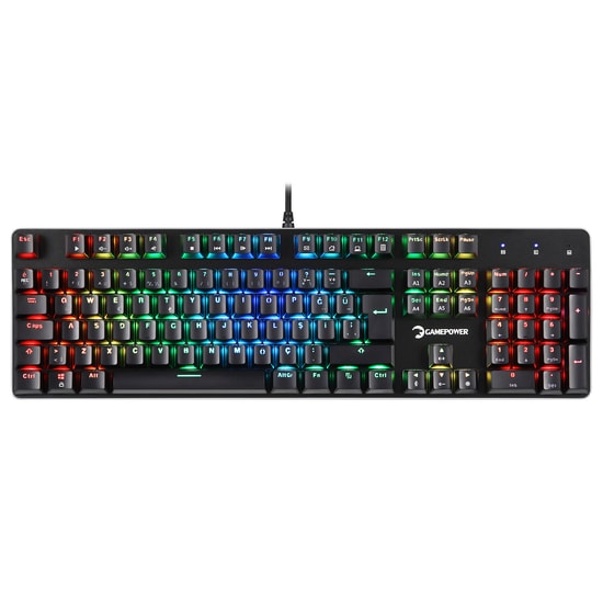 Gamepower Ogre RGB Blue Switch Mekanik Oyuncu Klavyesi - Türkçe Q, 60M Tıklama Ömrü, Bilek Desteği, Metal Kasa