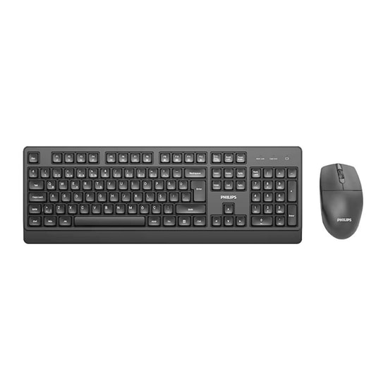 Philips SPT6347B Siyah Kablosuz Klavye Mouse Seti - Türkçe Q Dizilim, Bilek Destekli, Multimedya Tuşlar, Wireless USB