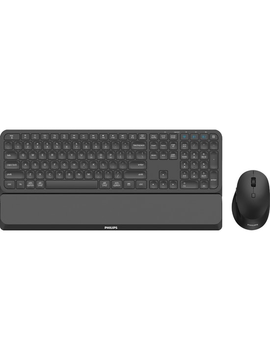 Philips SPT6607 Siyah Kablosuz Klavye Mouse Seti - Türkçe Q, Bluetooth & 2.4GHz, 3200 DPI Optik Mouse, Bilek Destekli