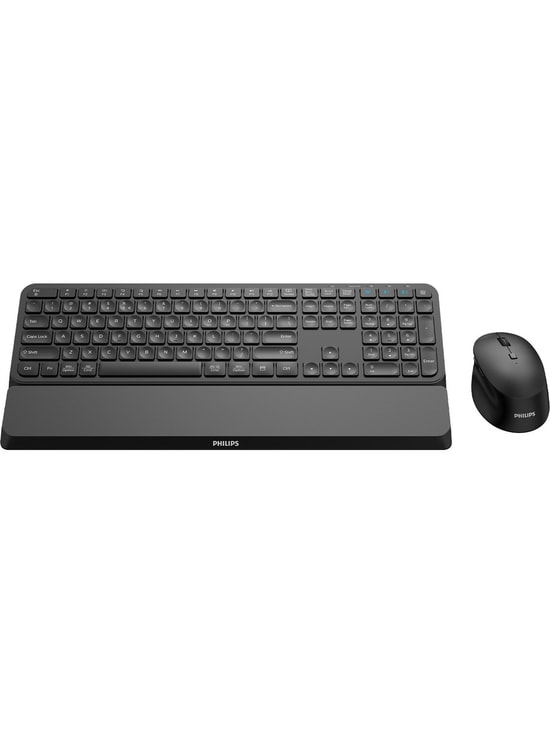 Philips SPT6607 Siyah Kablosuz Klavye Mouse Seti - Türkçe Q, Bluetooth & 2.4GHz, 3200 DPI Optik Mouse, Bilek Destekli