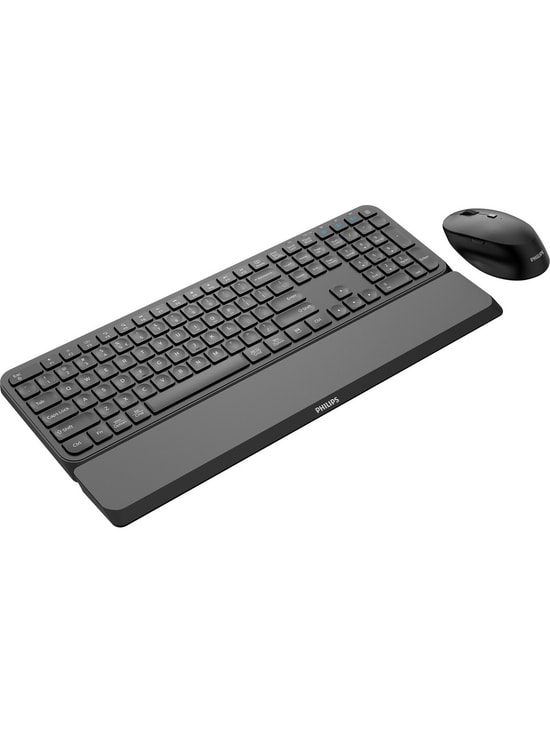 Philips SPT6607 Siyah Kablosuz Klavye Mouse Seti - Türkçe Q, Bluetooth & 2.4GHz, 3200 DPI Optik Mouse, Bilek Destekli