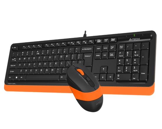 A4 Tech F1010 Turuncu USB Kablolu Klavye Mouse Seti - Türkçe Q, 1600 DPI Optik Mouse, Multimedya Tuşları, Kablolu