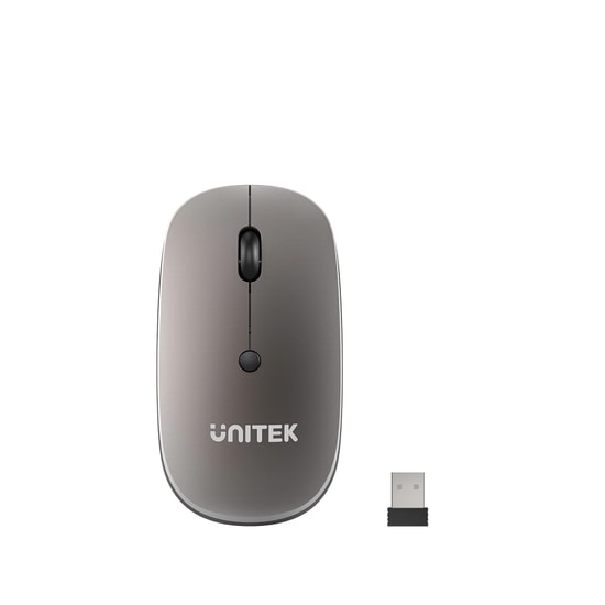 Unitek T060AGY01 SlimTrack Kablosuz Optik Mouse - 2.4GHz, 1600 DPI, Sessiz Tıklama, 10m Menzil, Gri, 3 Tuş, Şık Tasarım