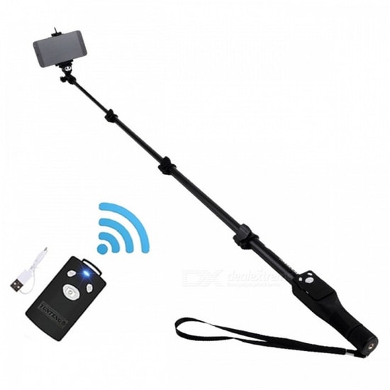 Nettech YT-1285 Uzaktan Kumandalı Bluetooth Selfie Çubuğu (Siyah) - 10-20m Mesafe, Metal Malzeme, Mobil Uyumluluk
