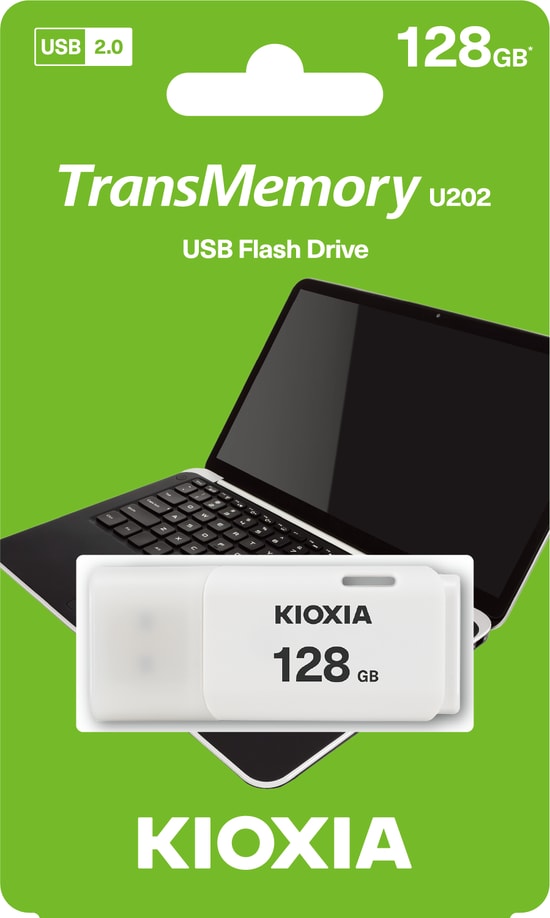 KIOXIA TransMemory U202 128GB Beyaz USB 2.0 Flash Bellek (LU202W128GG4) - NAND, Kompakt Tasarım, Anahtarlık Deliği