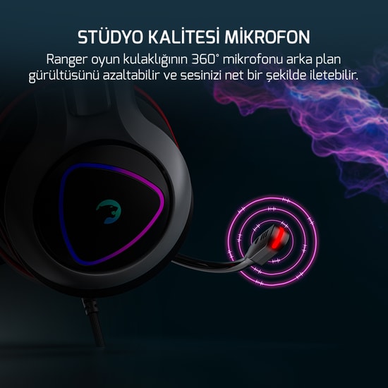 James Donkey Ranger Siyah 7.1 Surround RGB Gaming Kulaklık (RANGER-SIYAH) - 50mm Sürücü, Esnek Mikrofon, USB Kablolu