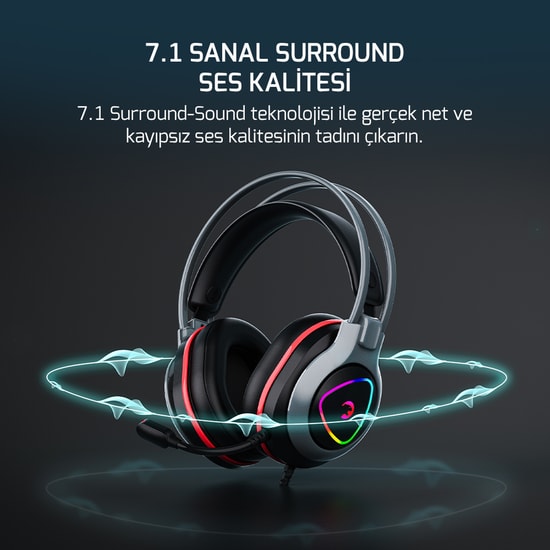 James Donkey Ranger Siyah 7.1 Surround RGB Gaming Kulaklık (RANGER-SIYAH) - 50mm Sürücü, Esnek Mikrofon, USB Kablolu