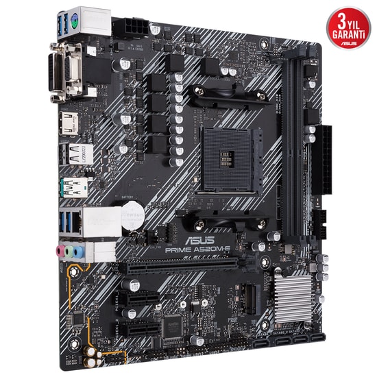 Asus PRIME A520M-E-CSM AM4 DDR4 Anakart - AMD A520, 4600MHz OC, M.2, HDMI, DVI, VGA, USB 3.2, Micro ATX, CSM