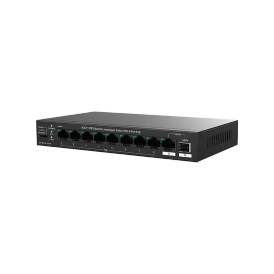 Tenda TEG1110PF-8-120W 10 Port Gigabit 8 Port PoE+ Switch - 120W PoE, 1 SFP Port, 1 Uplink, Masaüstü Yönetilemez Switch