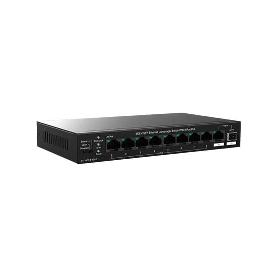 Tenda TEG1110PF-8-120W 10 Port Gigabit 8 Port PoE+ Switch - 120W PoE, 1 SFP Port, 1 Uplink, Masaüstü Yönetilemez Switch