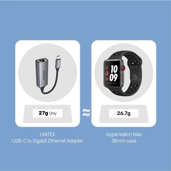 Unitek U1312A USB Type-C to Gigabit Ethernet Ağ Adaptörü Dönüştürücü - 1 Gbps Veri Hızı, 10/100/1000 Mbps, Beyaz Kablo