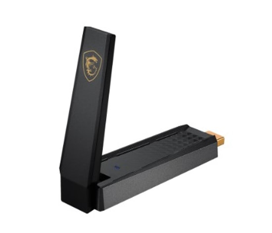 MSI AXE5400 WiFi 6E USB Adaptör - Üç Bant 2.4GHz/5GHz/6GHz, 5400Mbps Hız, WPA3 Güvenlik, Yüksek Performans