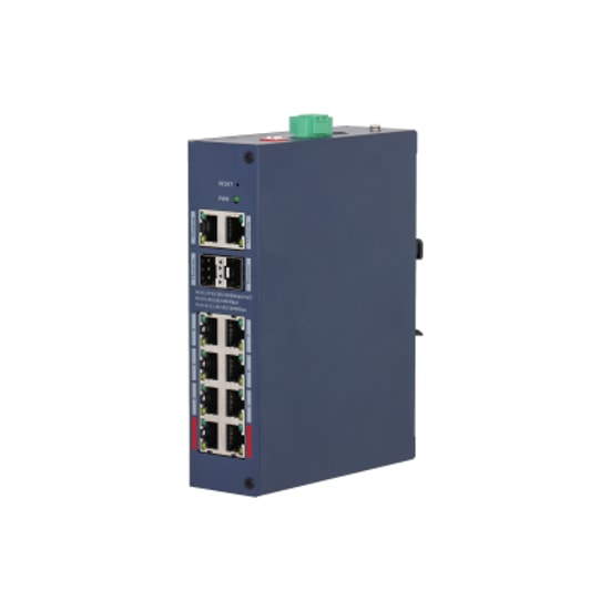 Dahua CHS4212-8GT-110 Yönetilebilir PoE Switch - 8 Port Gigabit PoE, 2 Port Uplink, 2 Port SFP, 110W, Katman 2, IP30