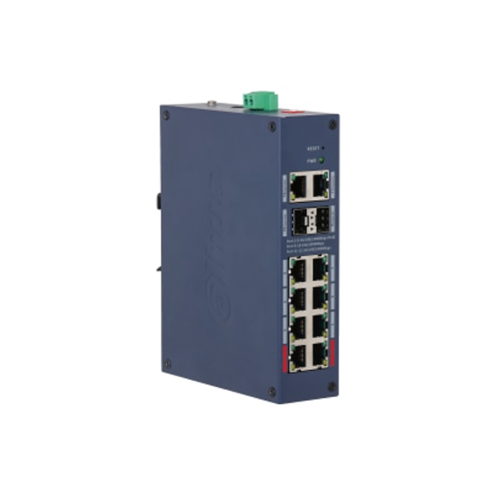 Dahua CHS4212-8GT-110 Yönetilebilir PoE Switch - 8 Port Gigabit PoE, 2 Port Uplink, 2 Port SFP, 110W, Katman 2, IP30