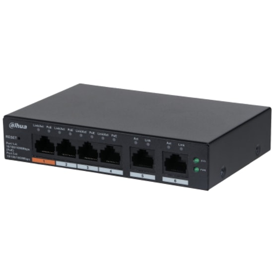 Dahua CS4006-4GT-60 Bulut Yönetilebilir Gigabit PoE Switch - 4 Port 1000Mbps PoE, 2 Port Uplink, 60W, Katman 2, Masaüstü